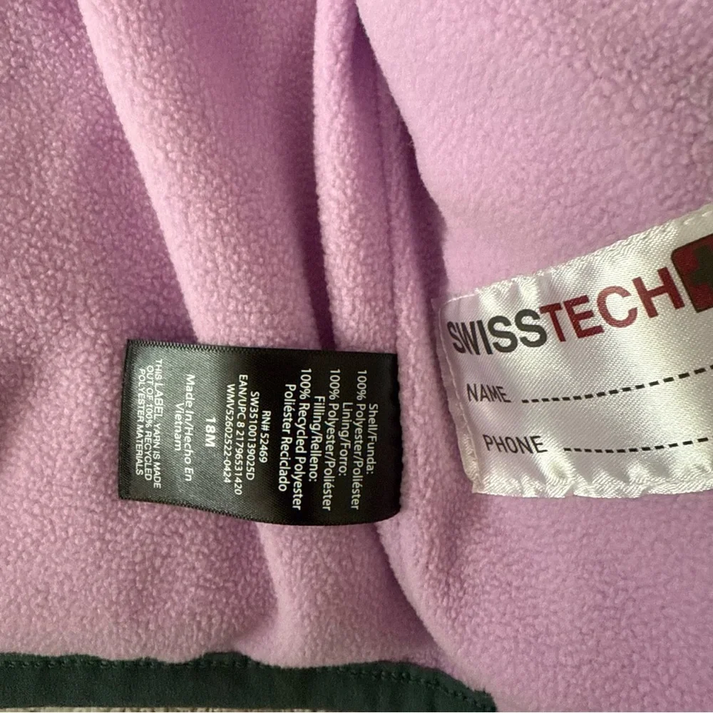 Swiss Tech Puffer Jacket Girls Size 18 Month Snow Cold Weather Striped Purple